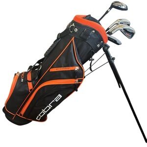Partial King Cobra Jr Left Handed Golf Set Hybrid Putter 7 Iron 9 Iron Stand Bag